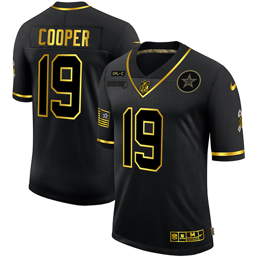 Dallas Cowboys #19 Amari Cooper Men Nike 2020 Salute To Service Golden Limited NFL black Jerseys